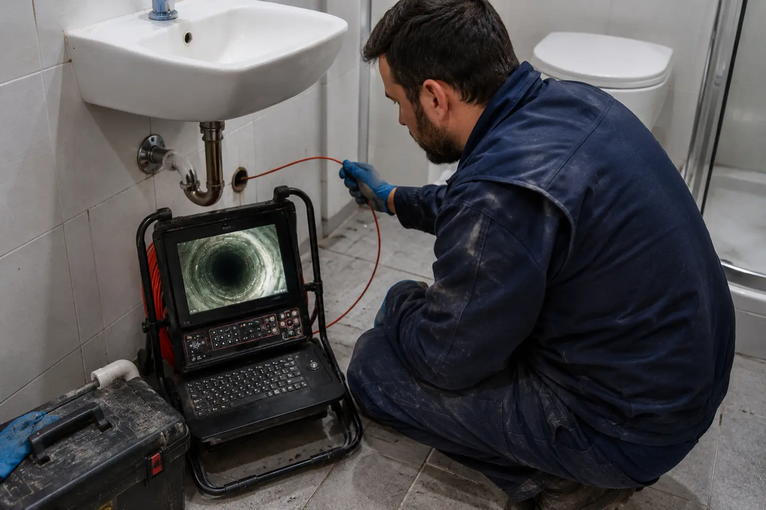 inspección tuberías baño casa